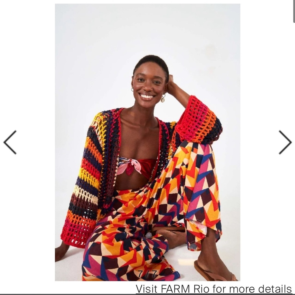 FARM RIO Lindeza Grafica Printed Wide-leg Pants, size XL